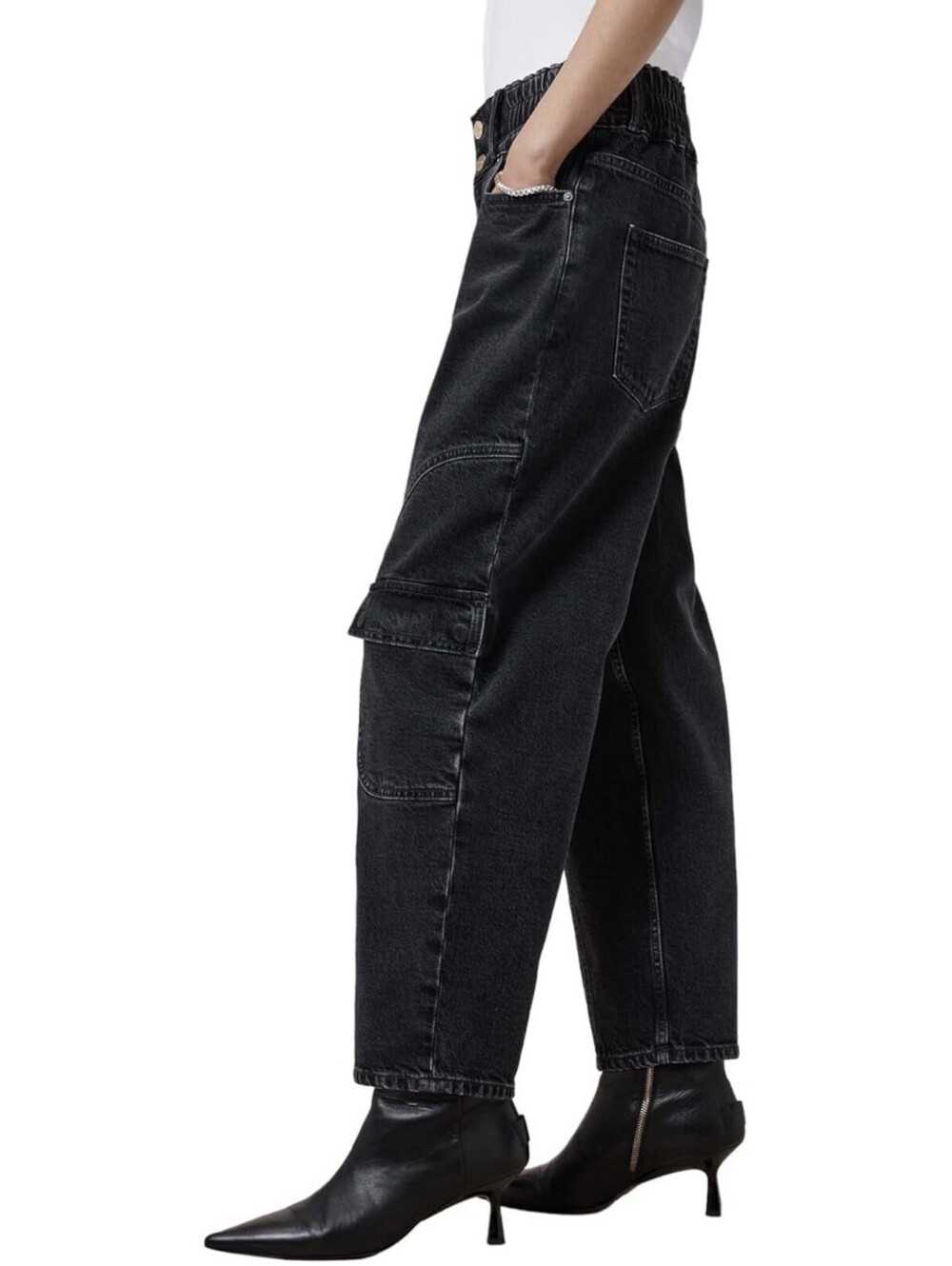 ALLSAINTS Daisy Mae Tapered Jeans in Washed Black Women’s US Size 8 $229 - Picture 5 of 16
